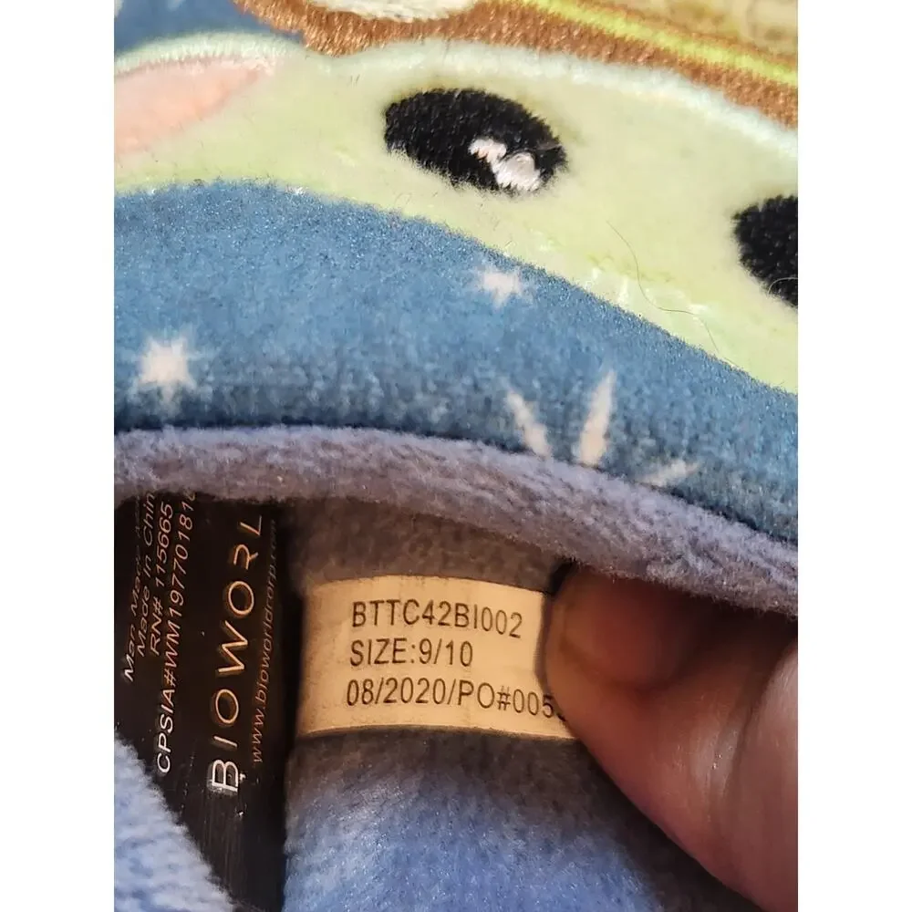 Star Wars The Mandalorian Baby Yoda Blue Green Comfort‎ Slippers Size 9/10 Kids